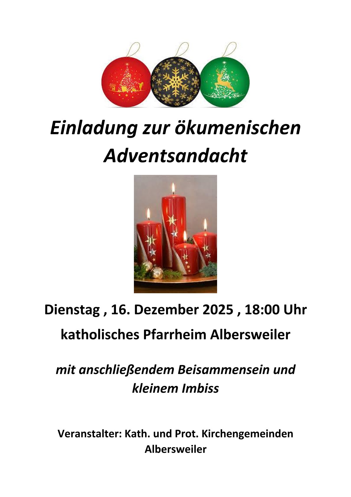 Einladung zur ökumenischen Adventsandacht Albersweiler 1