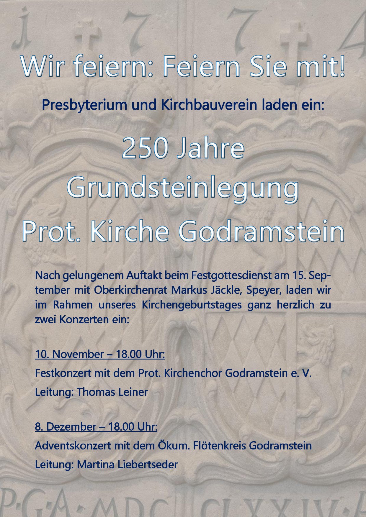 250 Jahre Grundsteinlegung Kirche Godramstein Konzerte 1